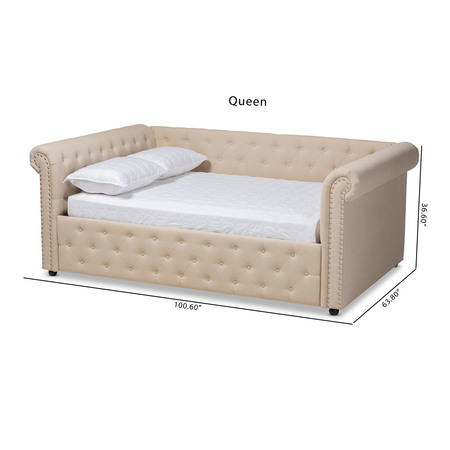 Baxton Studio Mabelle Beige Upholstered Queen Size Daybed 154-9487